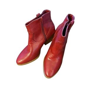 Sugar Scarlet Textured Ankle Booties